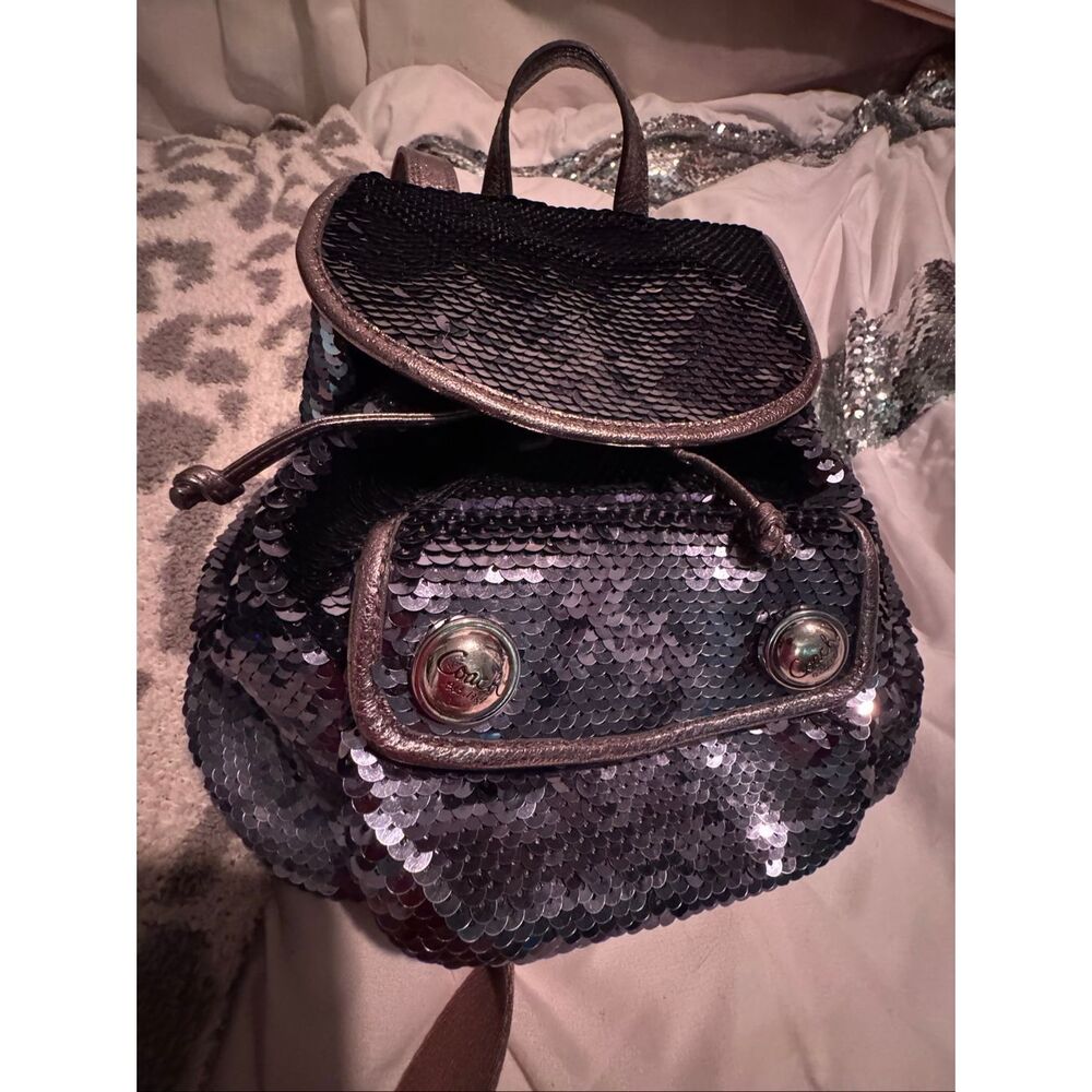 Coach vintage spotlight blue sequin Backpack minibag shoulder bag Y2K VTG - Picture 6 of 16